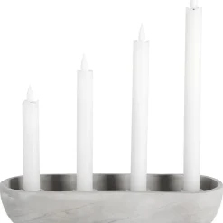 Adventsljusstake levande ljus grå, 30 x 10 cm