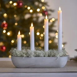 Adventsljusstake levande ljus grå, 30 x 10 cm