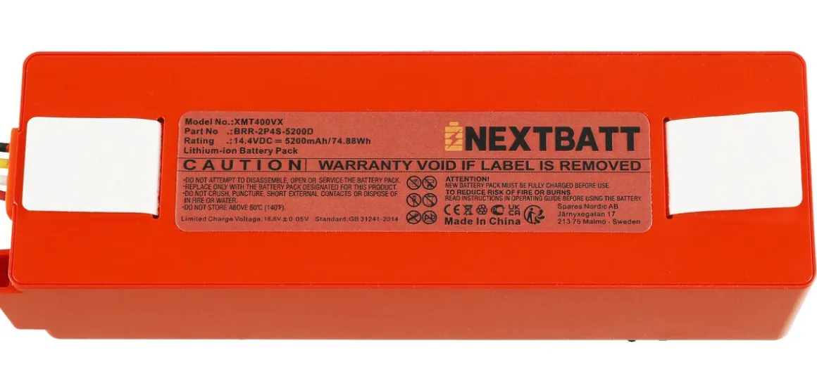 Batteri 14,4 V/5200 mAh till Roborock S5/S6/S7/S8/Q7/E4/E5