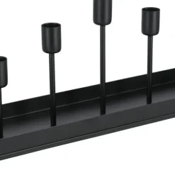 Bordsljusstake lång, 7 ljus svart metall, 51,5 cm