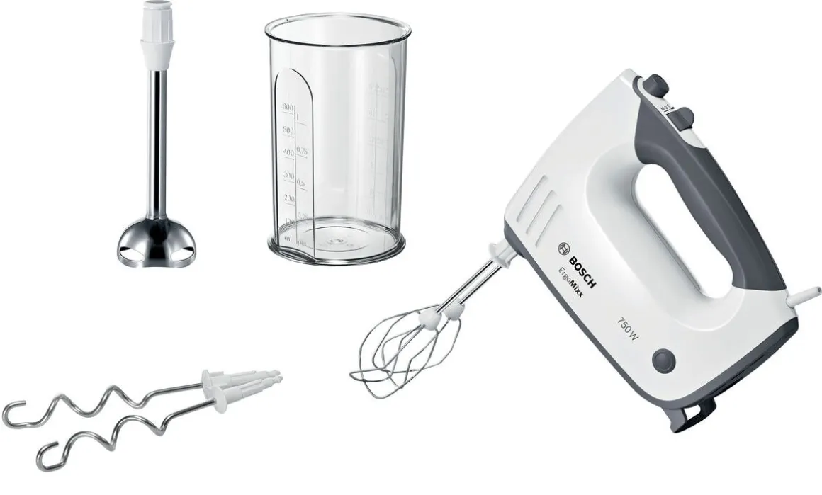 Bosch Ergomixx elvisp med stavmixer och degkrokar, 750 W
