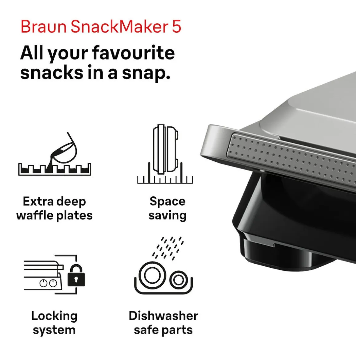 Braun SnackMaker 5 bordsgrill SM5006, 800 W