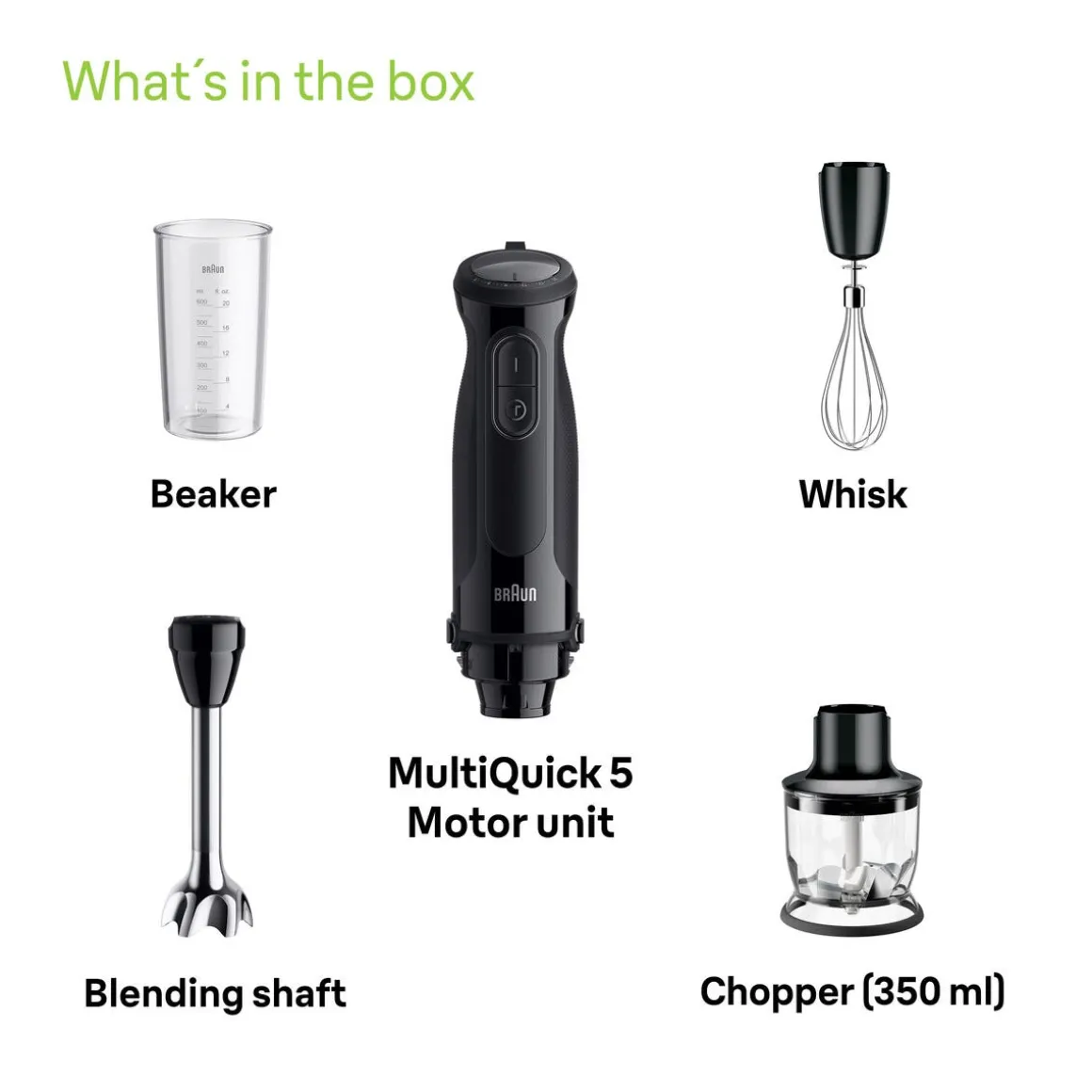 Braun MultiQuick 5 stavmixer med visp 1000 W, MQ50202M