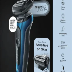 Braun Series 6 61-B1000s blå, rakapparat Wet & Dry