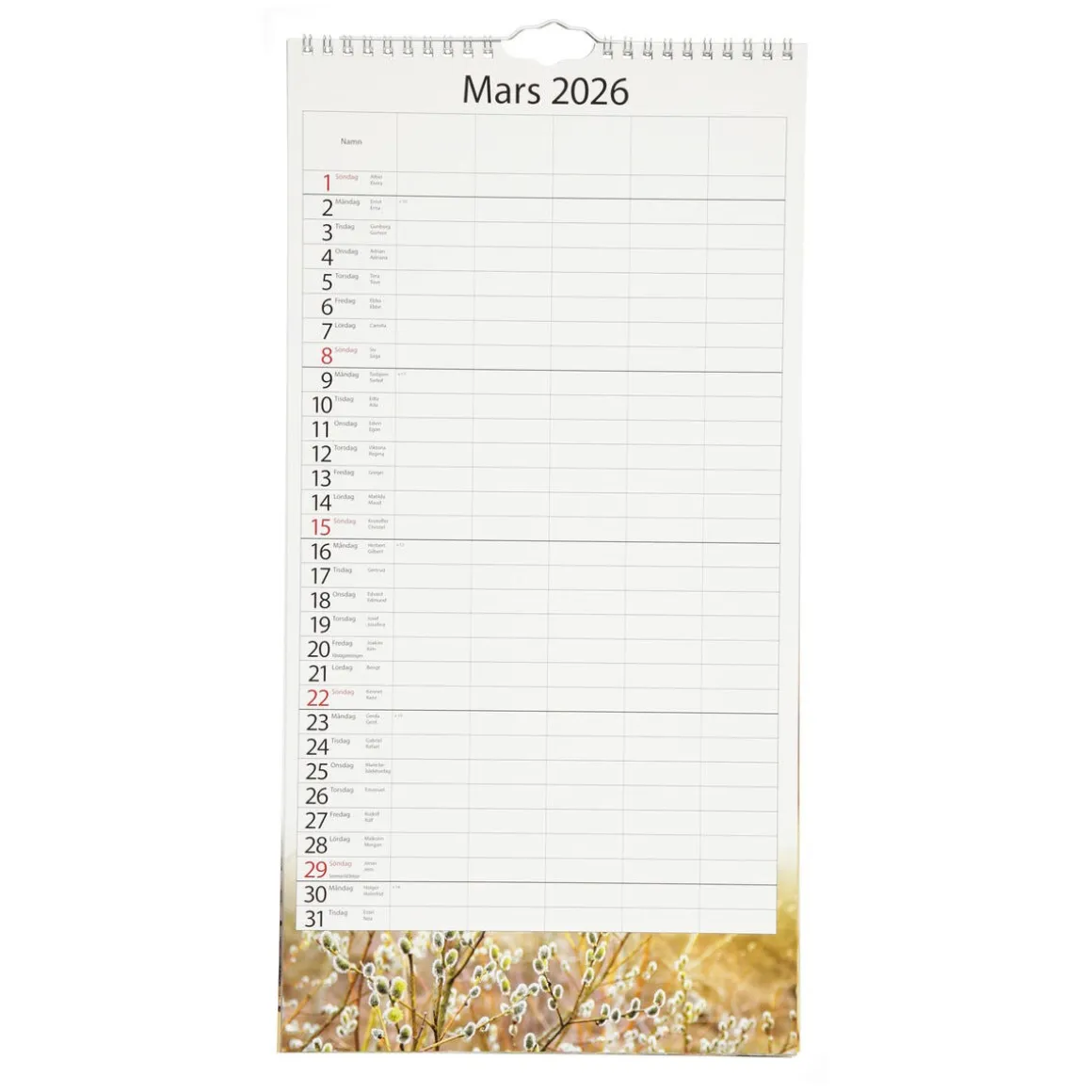Burde Familjekalender Årstider 2026, A3