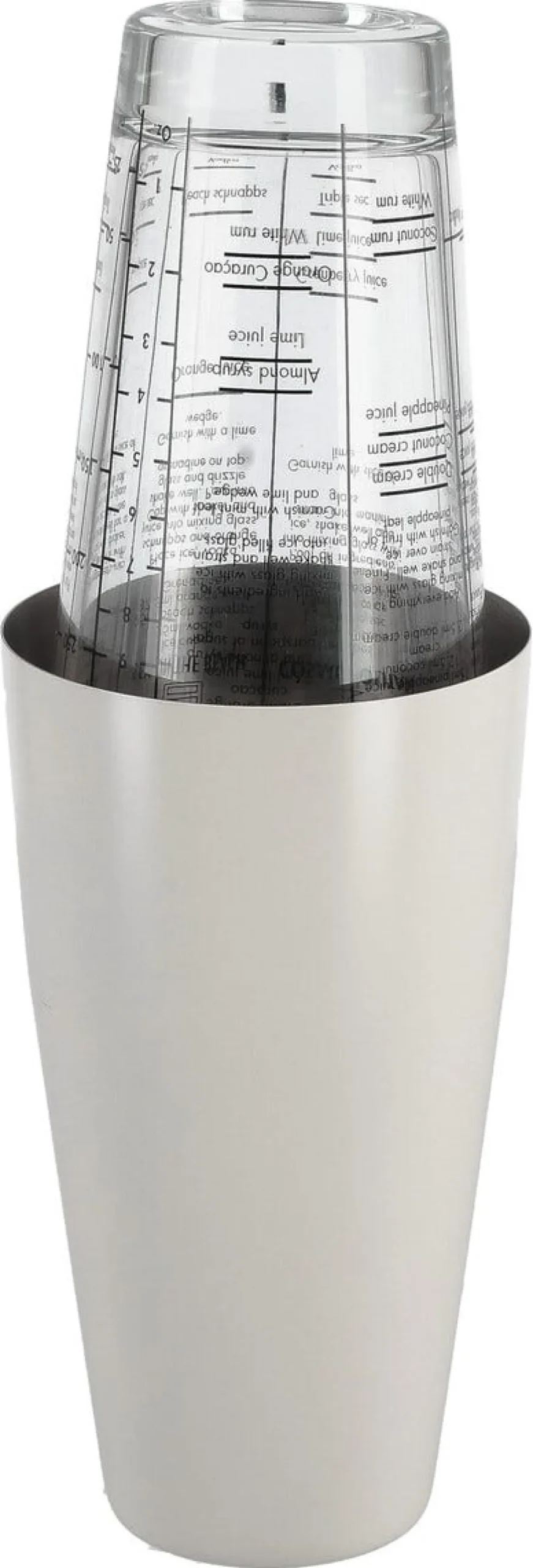 Cocktailshaker i glas och metall