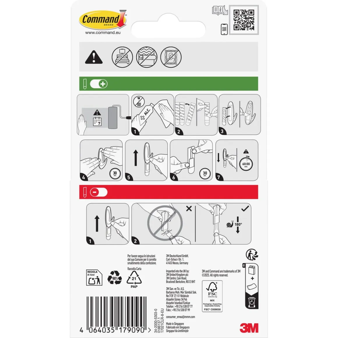 Command självhäftande strips M, transparent, 900 gram, 8-p