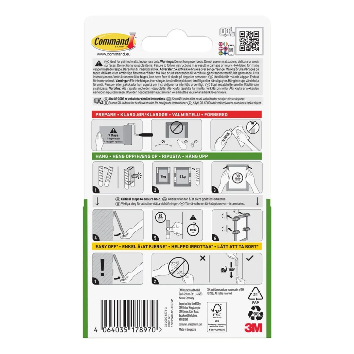 Command Value Pack tavelupphängning small, vit
