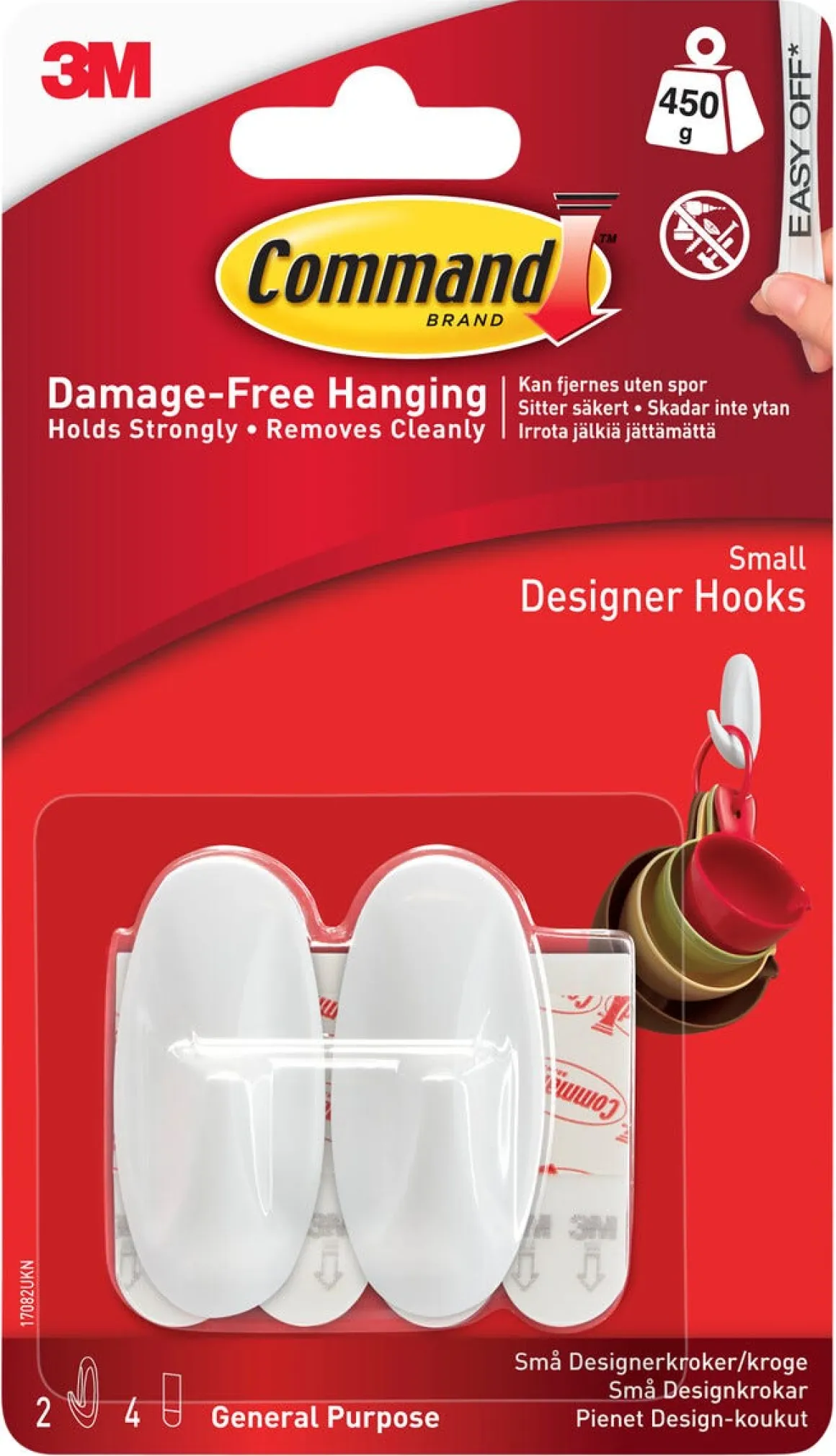 Command självhäftande krokar design, 2-pack