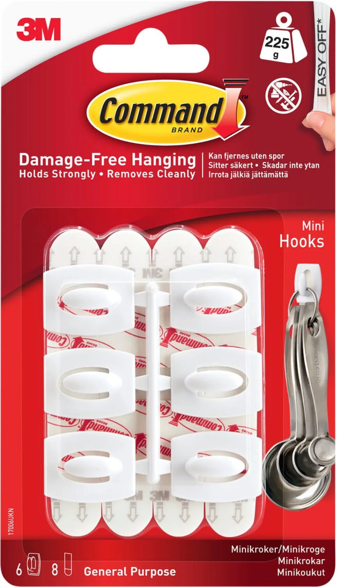 Command självhäftande minikrokar vita, 6-pack