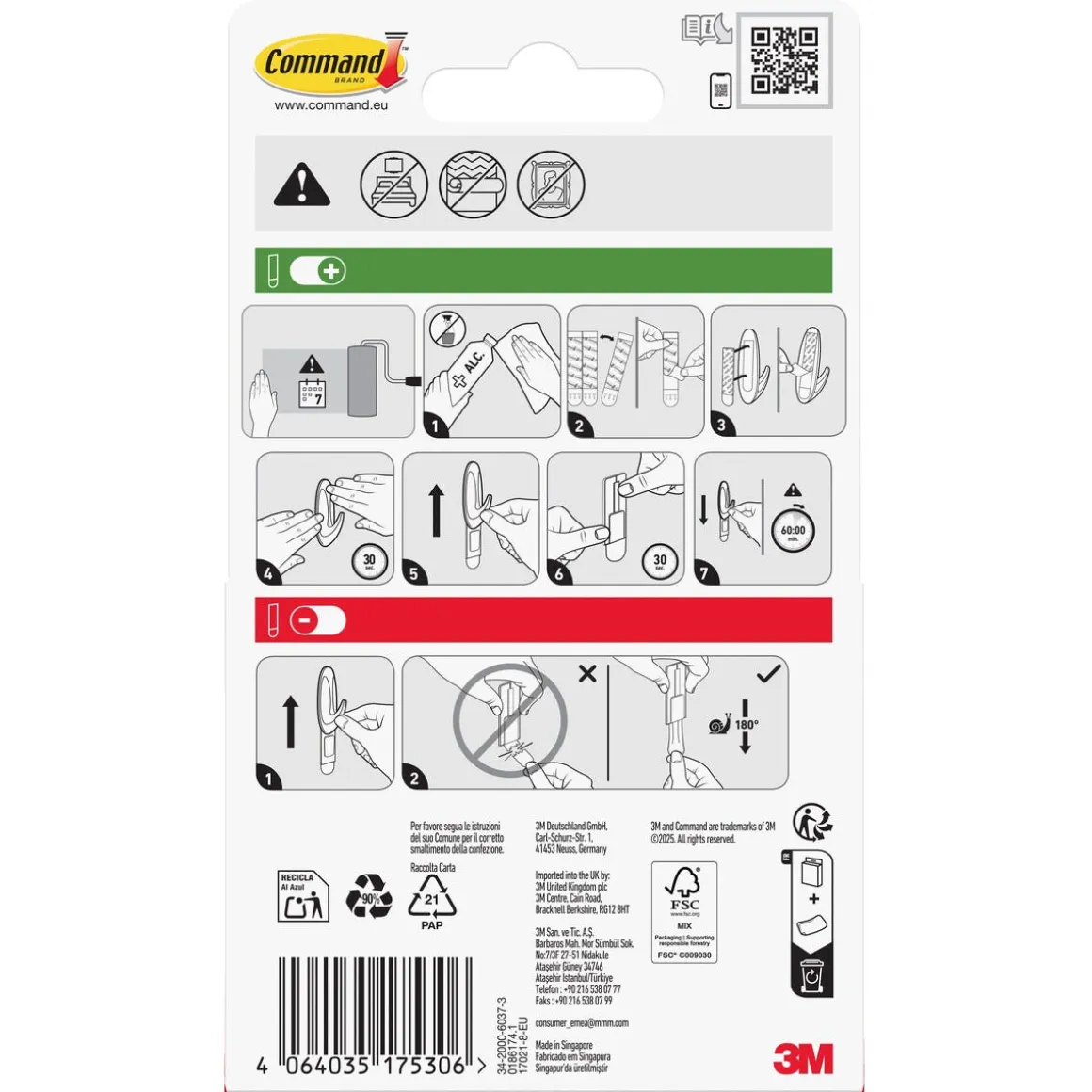 Command självhäftande strips M, universal, 1,3 kg, 8-pack