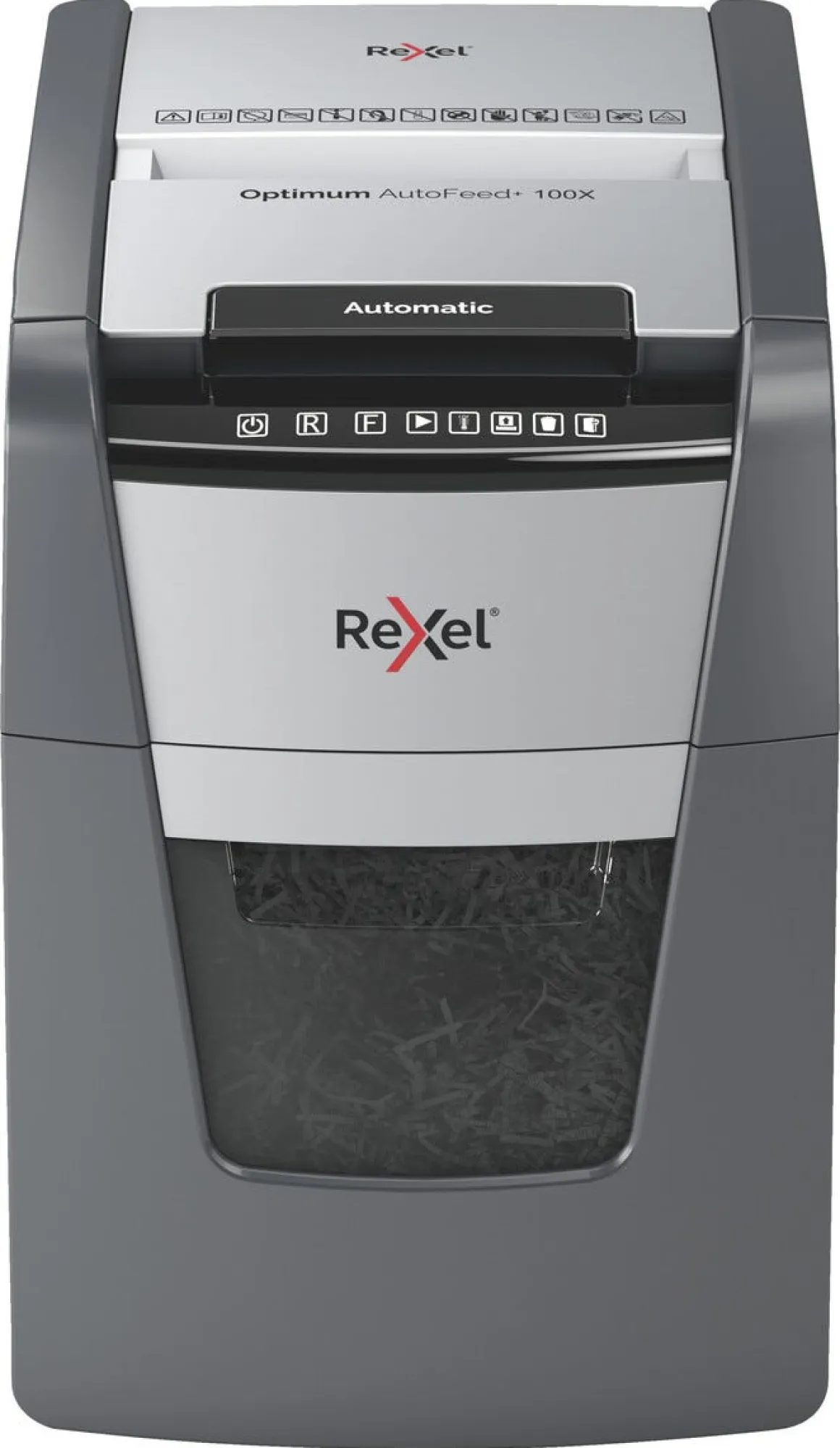 Dokumentförstörare Rexel Optimum AutoFeed+ 100X, korsstrimling