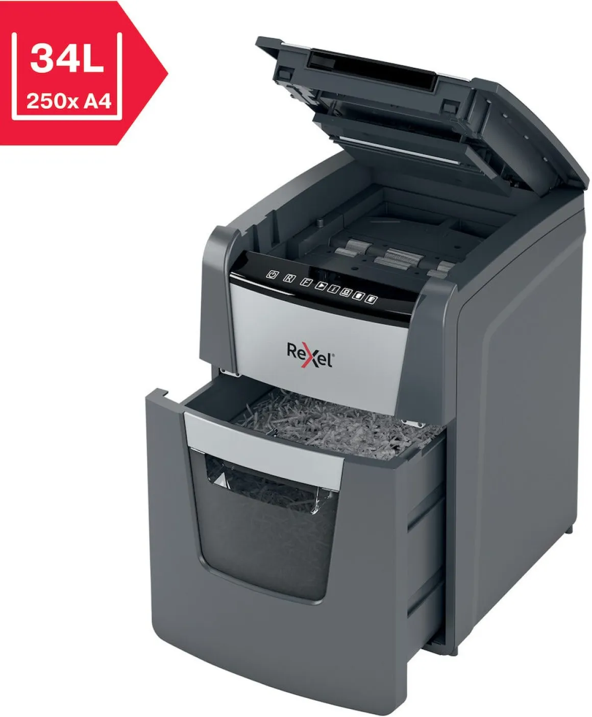 Dokumentförstörare Rexel Optimum AutoFeed+ 100X, korsstrimling