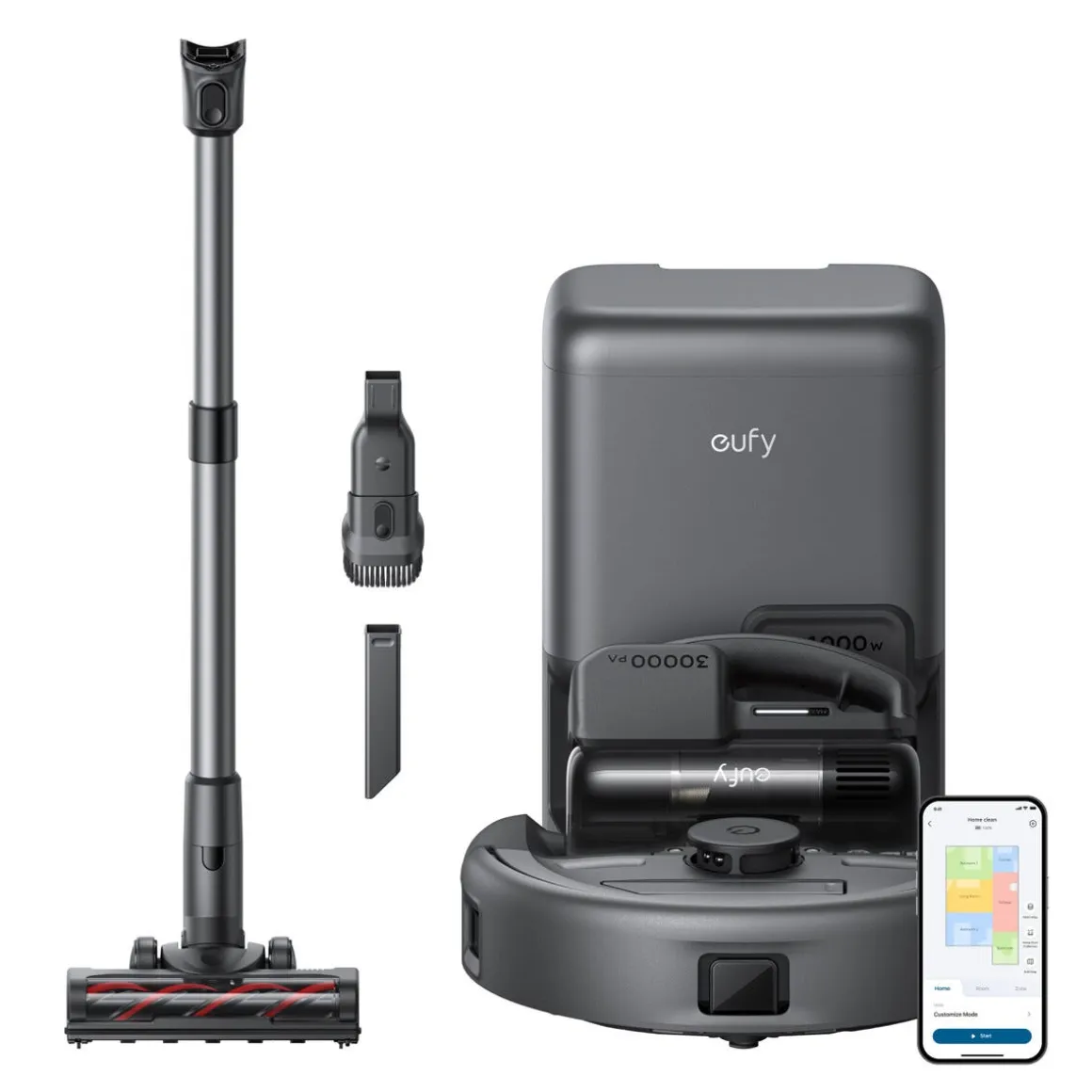 Eufy E20 3-i-1 robotdammsugare, mopp, handdammsugare