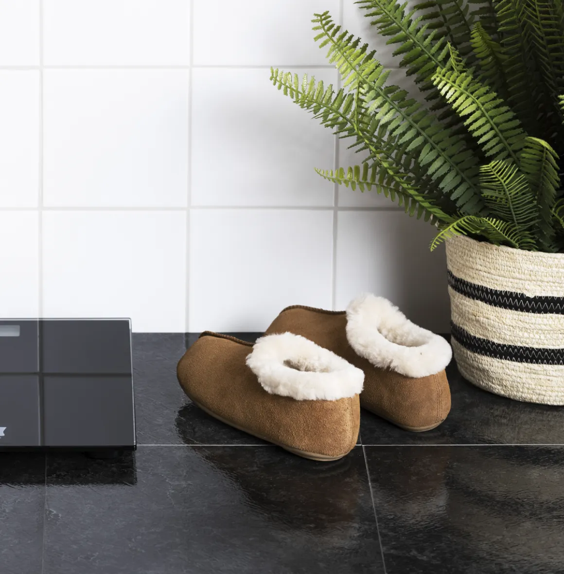 Fårskinnstofflor herr och dam, beige