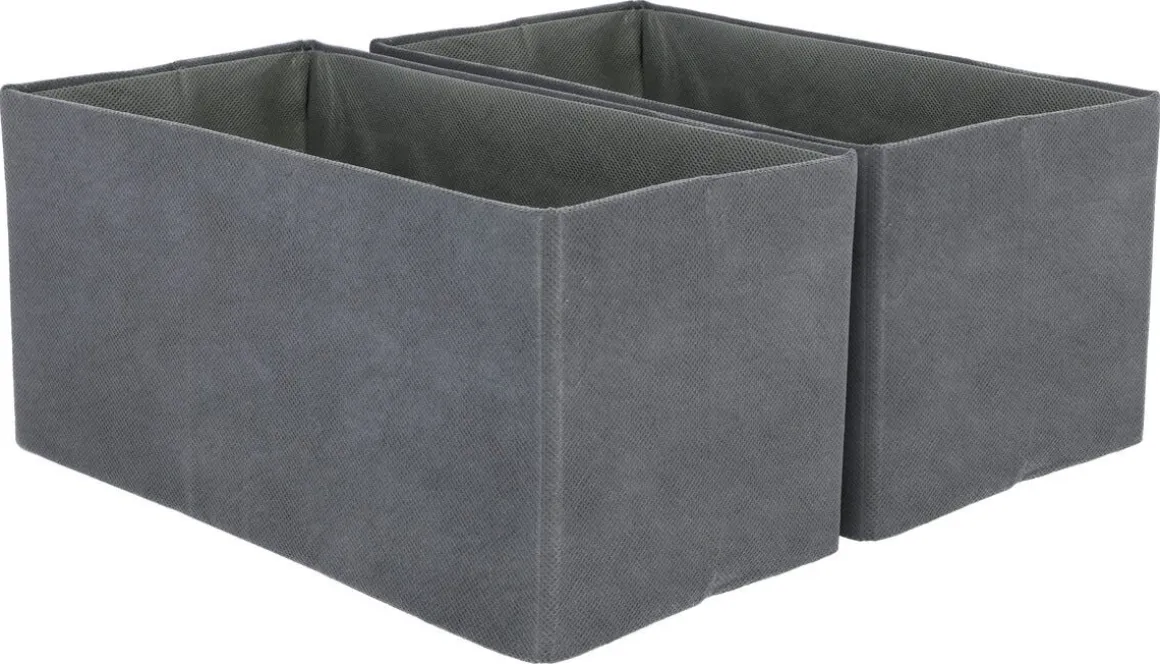Förvaringslåda grå, vikbar, 2-pack
