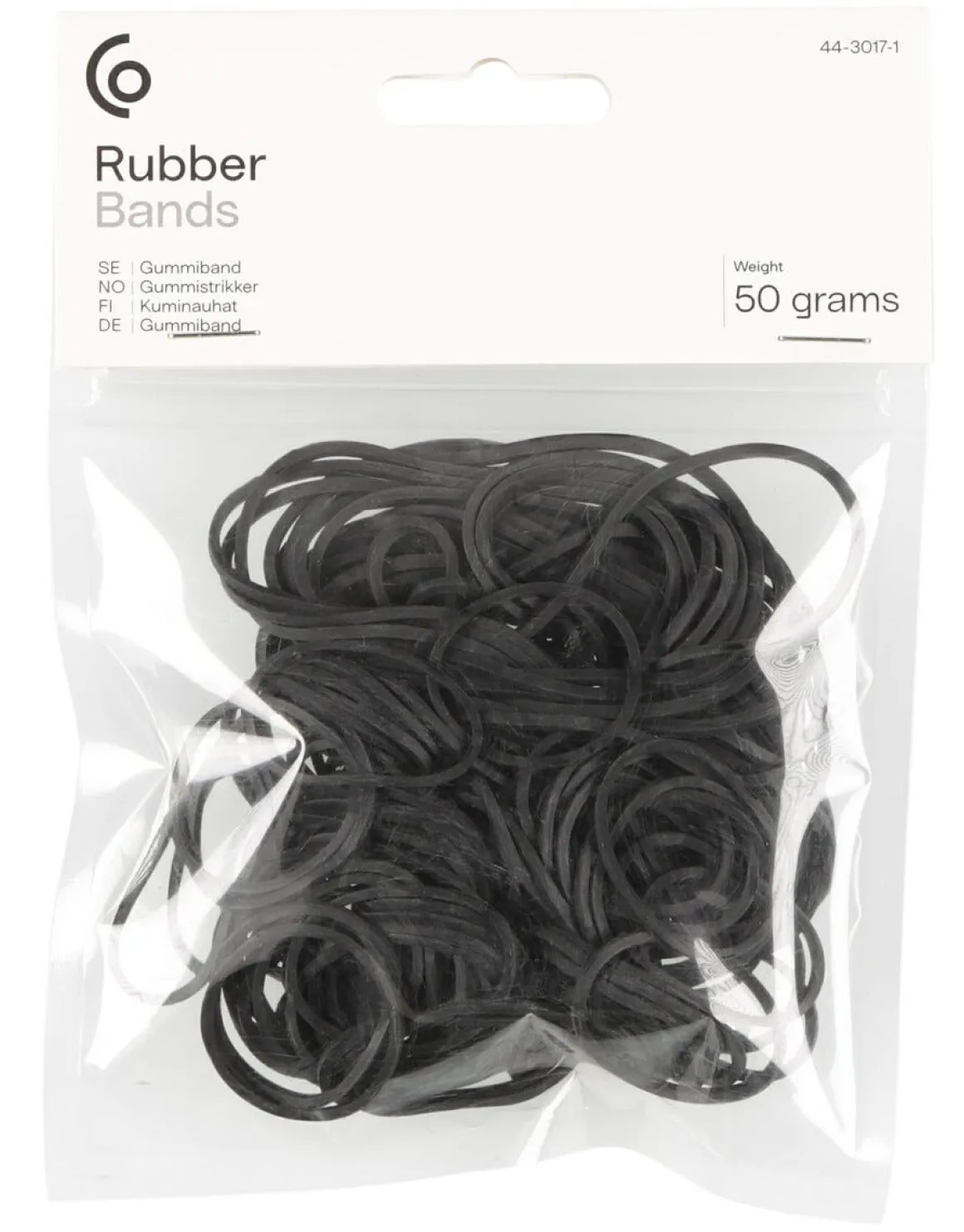 Gummiband blandade storlekar 50 gram, svart