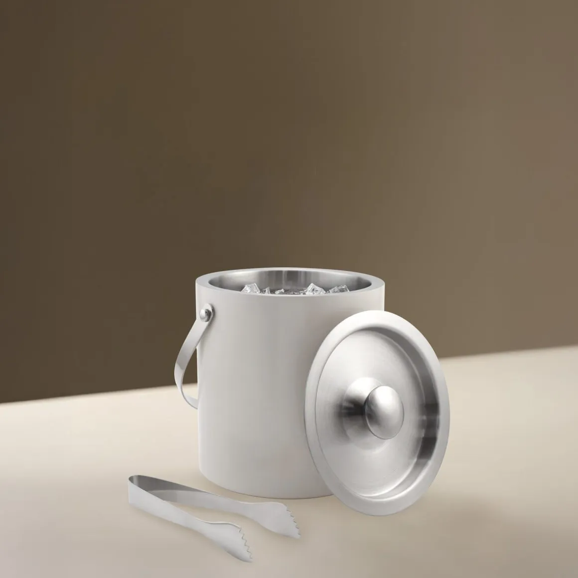 Ishink med lock och tång, rostfritt stål 2,5 liter