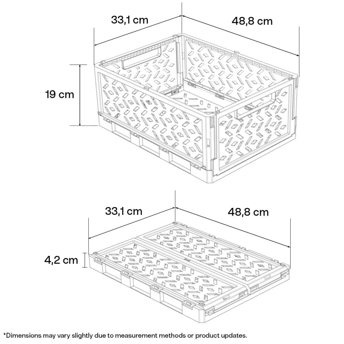 Klappbox av återvunnen plast, XL 48,8 x 33,1 x 19 cm
