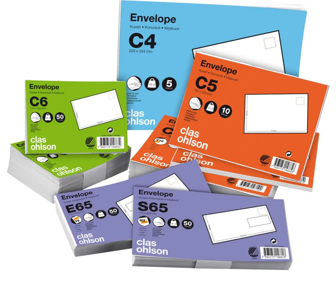 Kuvert E65, vita, 50-pack