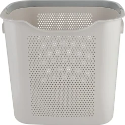 Liten tvättkorg plast, med handtag, beige och grå