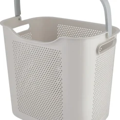 Liten tvättkorg plast, med handtag, beige och grå