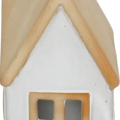 Ljuslykta hus i keramik för värmeljus, vit