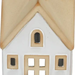 Ljuslykta hus i keramik för värmeljus, vit