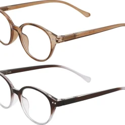 Läsglasögon med blåljusfilter, brun och lila, 2-pack