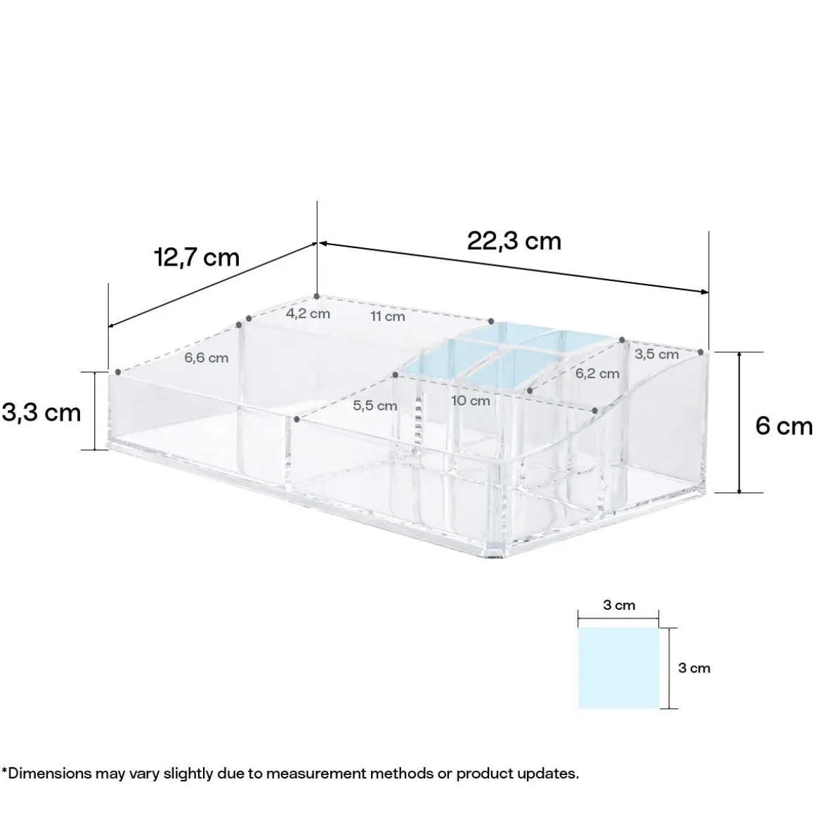 Makeup organizer, klar plast