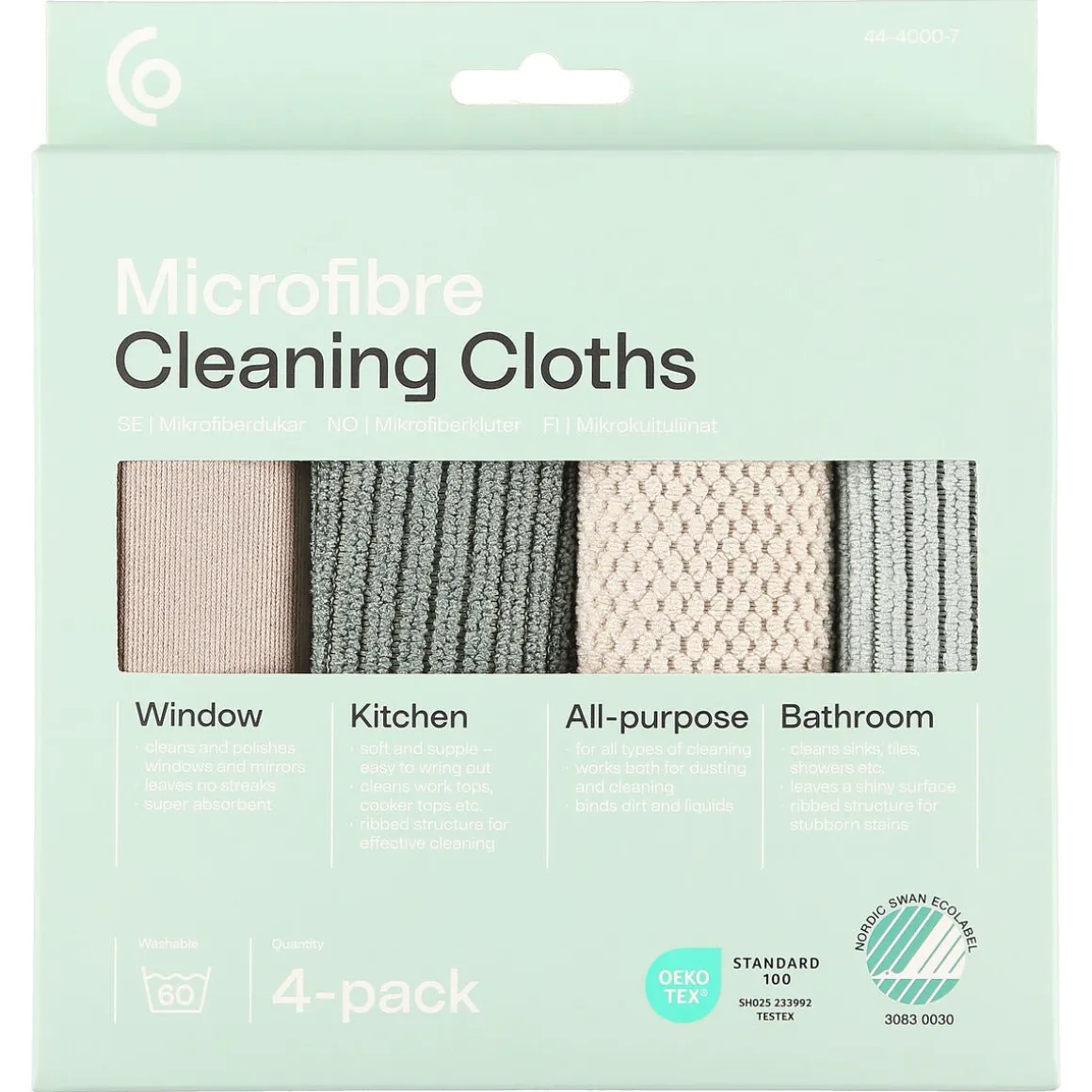 Mikrofiberduk 32 x 31 cm, 4-pack