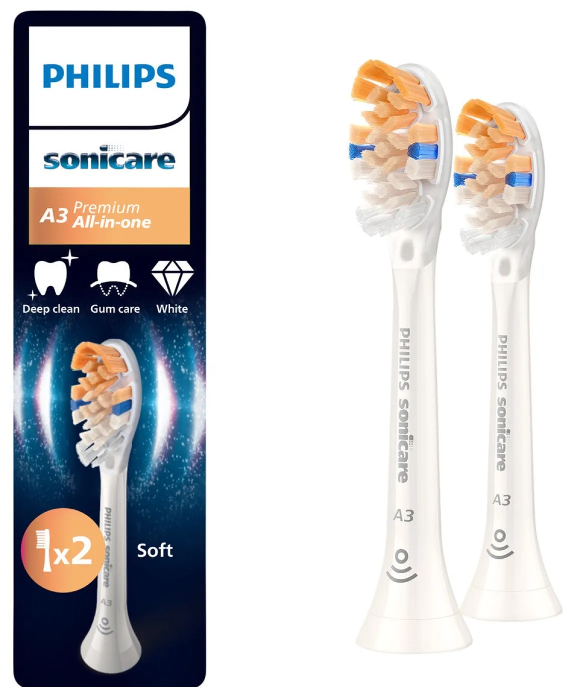 Philips Sonicare A3 Premium All-in-One borsthuvud, 2-pack