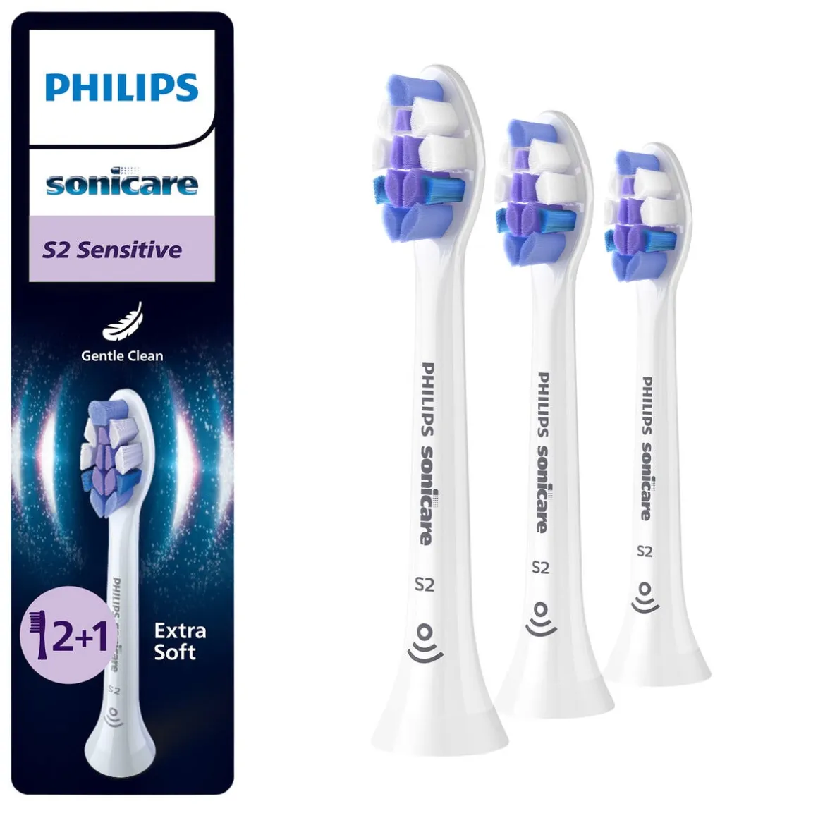 Philips Sonicare S2 Sensitive borsthuvud vit, 3-pack