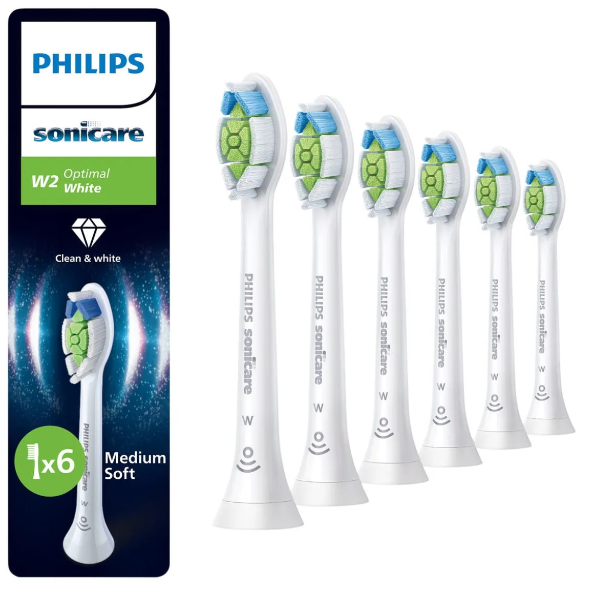 Philips Sonicare W2 Optimal White borsthuvud, 6-pack