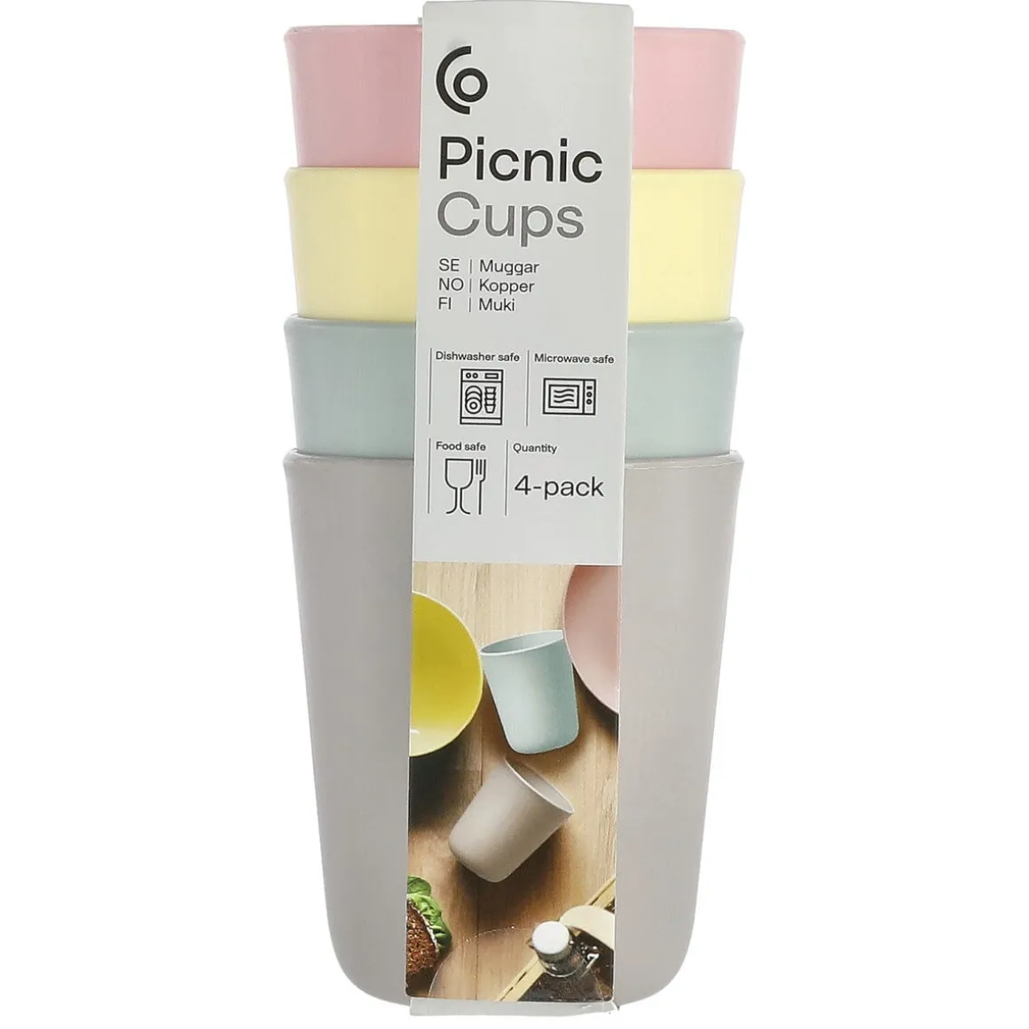 Plastmuggar 35 cl, olika färger, 4-pack