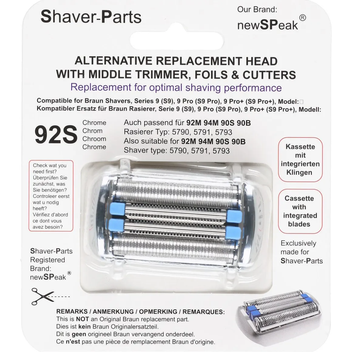 Rakhuvud 92S till rakapparat Braun Series 9