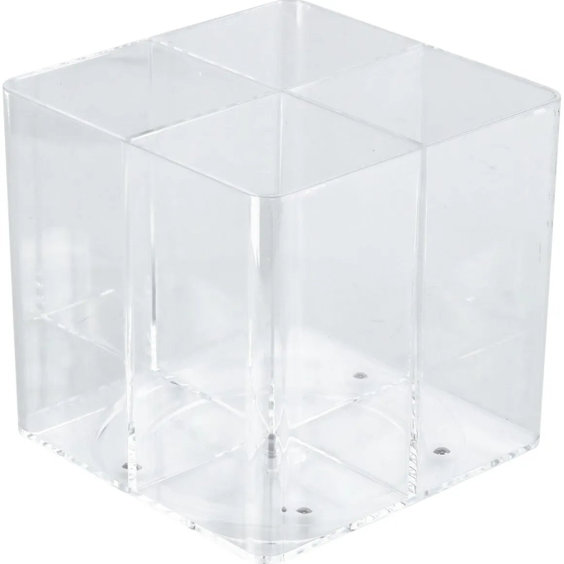 Roterande pennställ 4-fack klar plast 11,5x12 cm