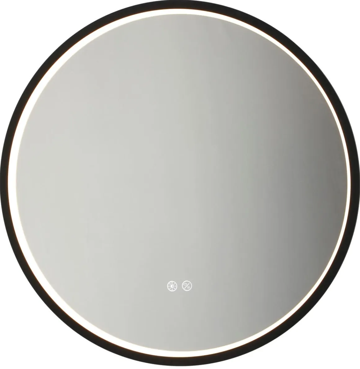 Rund badrumsspegel med dimbar belysning, svart, 60 cm