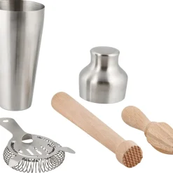Shaker set, 4 delar, rostfritt stål och trä