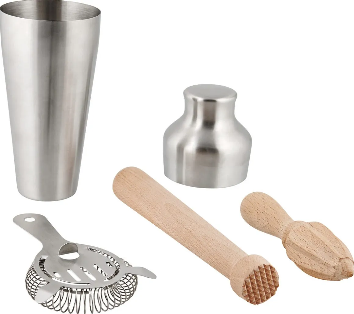 Shaker set, 4 delar, rostfritt stål och trä