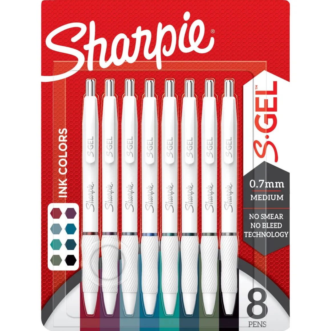 Sharpie S-Gel gelpenna 0,7 mm, blandade färger, 8-pack