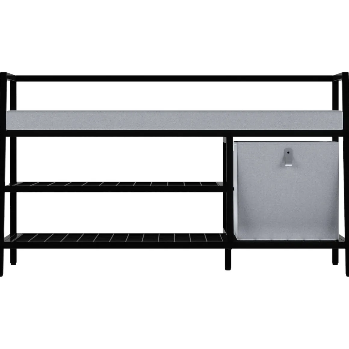 Sittbänk med skoförvaring hall 107x42x62 cm, svart