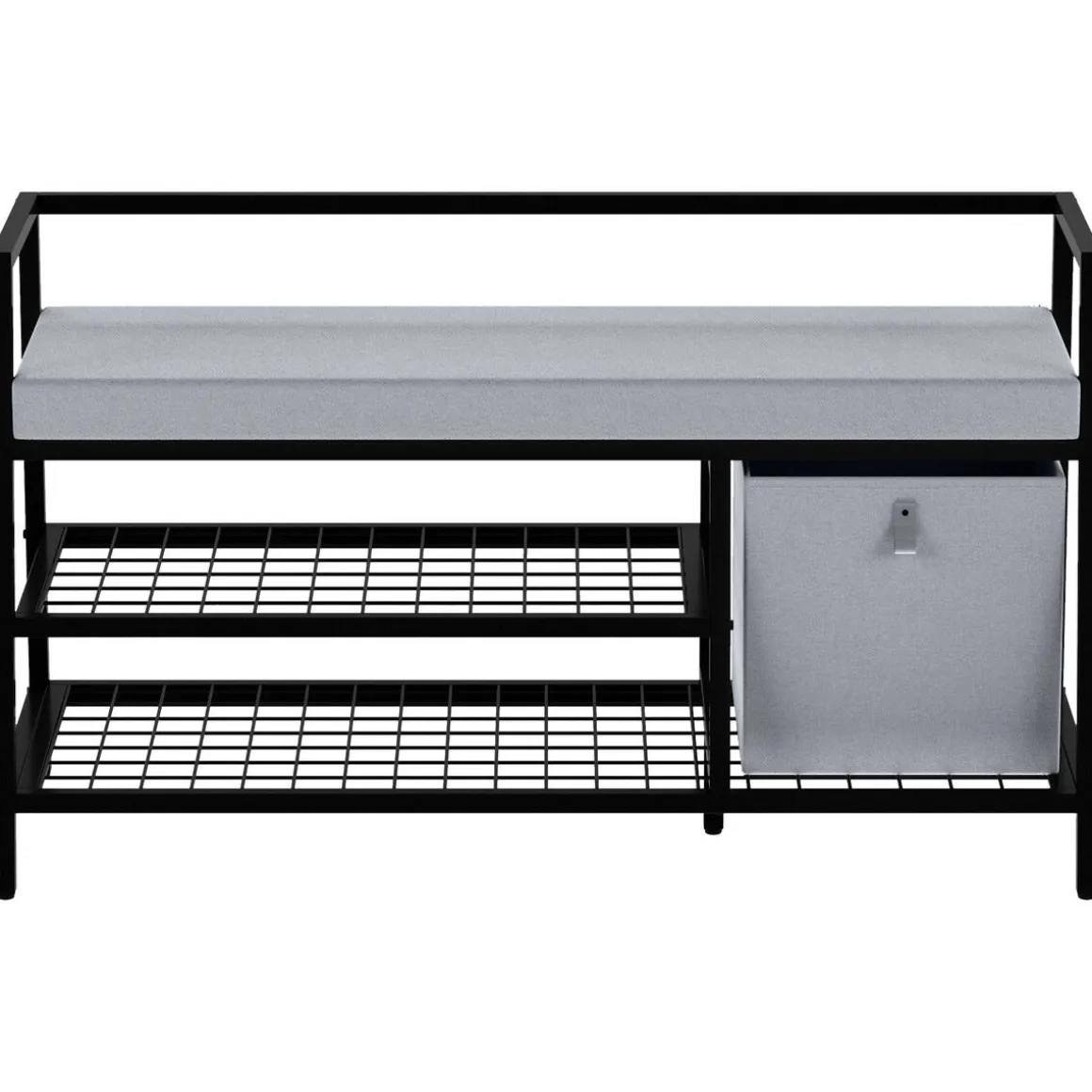 Sittbänk med skoförvaring hall 107x42x62 cm, svart