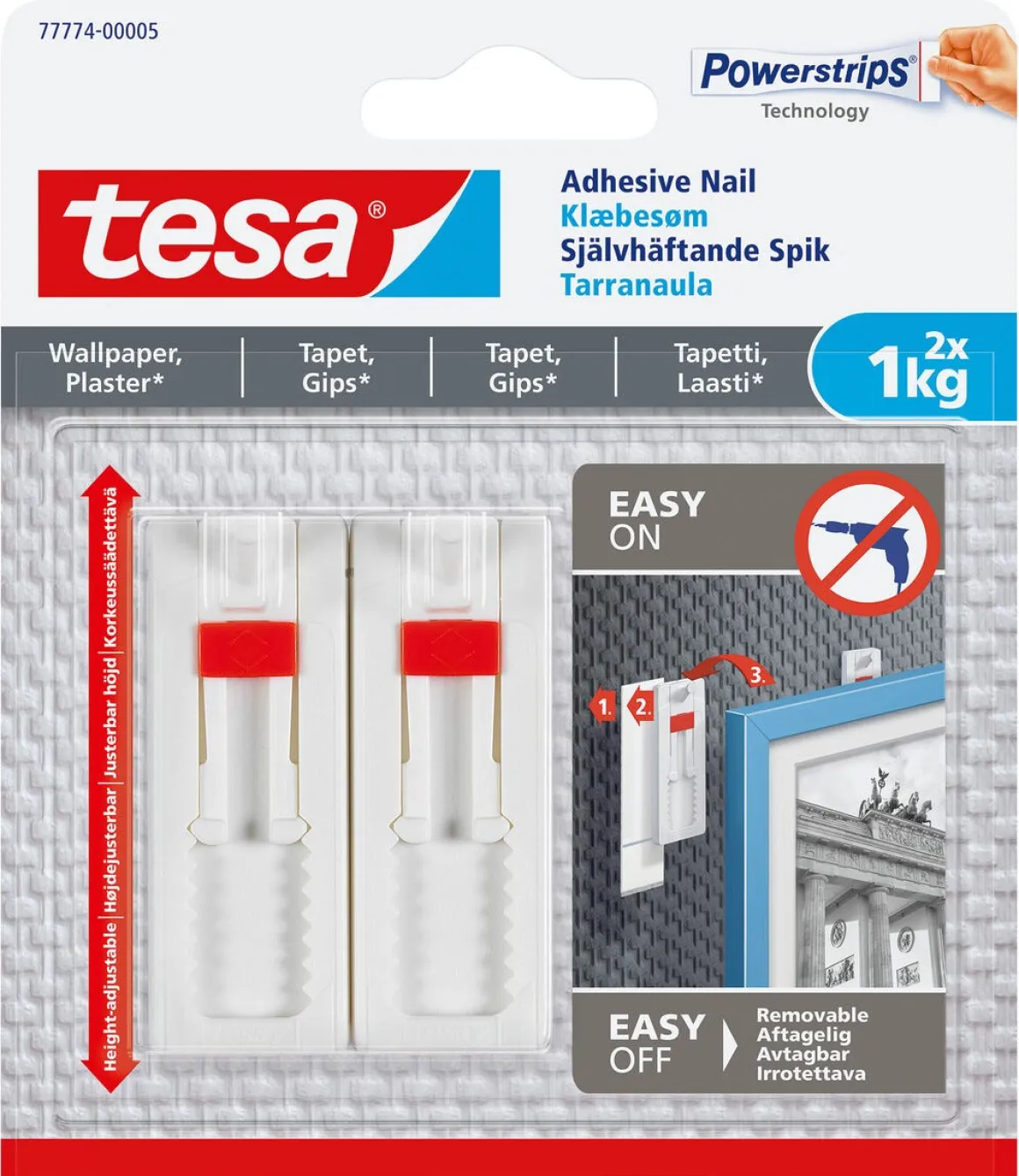 Självhäftande spikar Tesa, vita