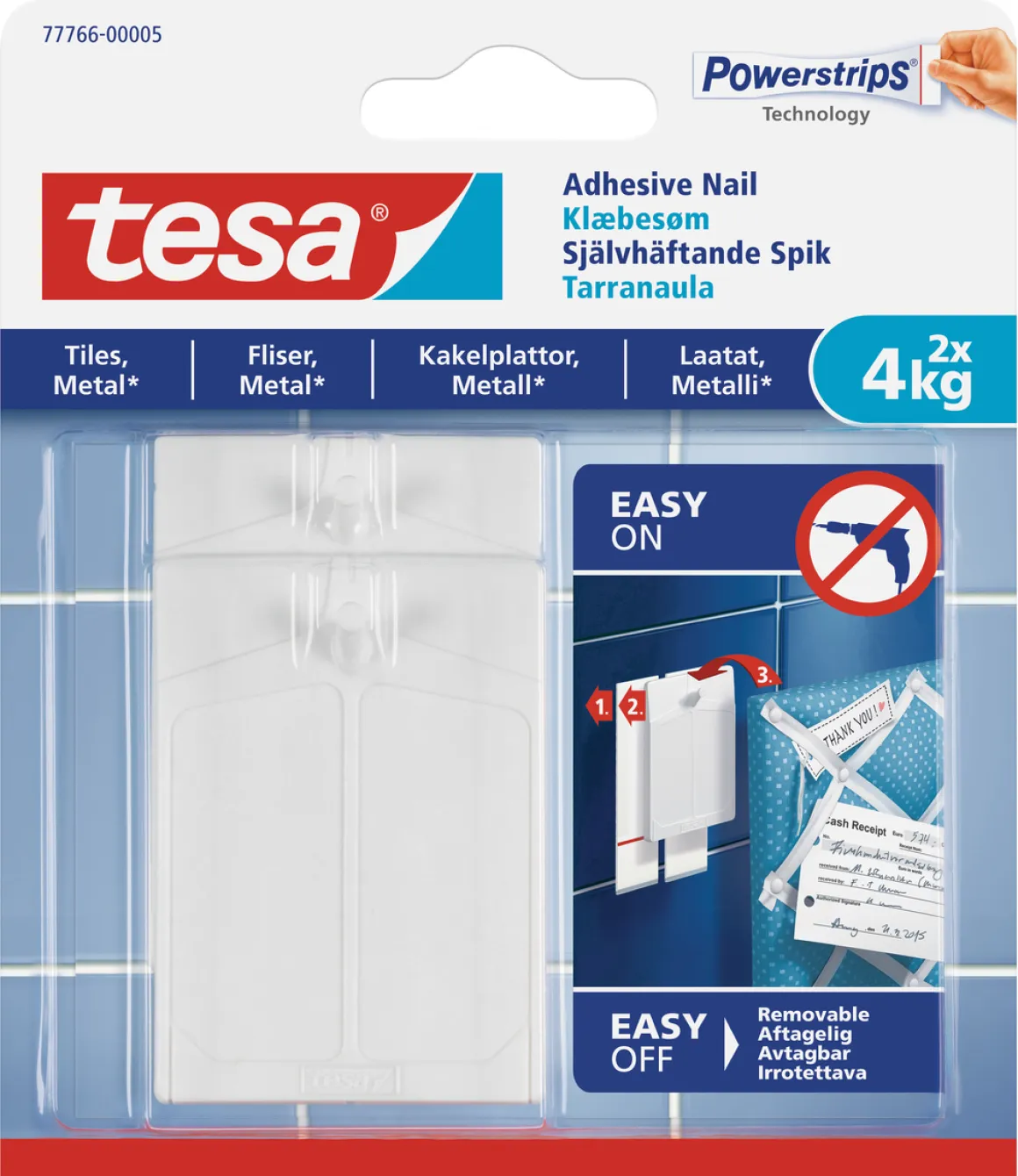 Självhäftande spikar Tesa, 2-pack