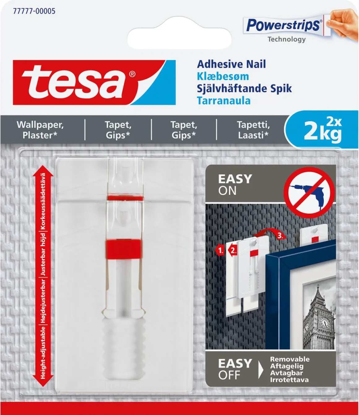 Självhäftande spikar Tesa, vita