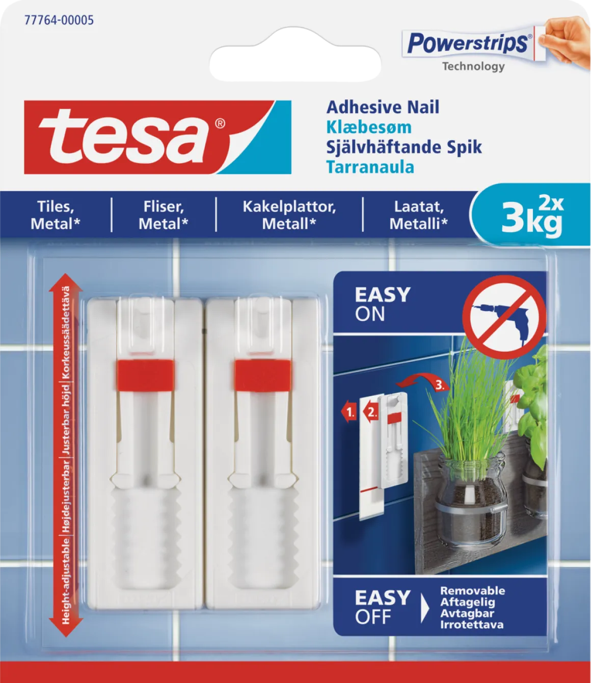 Självhäftande spikar Tesa, vita