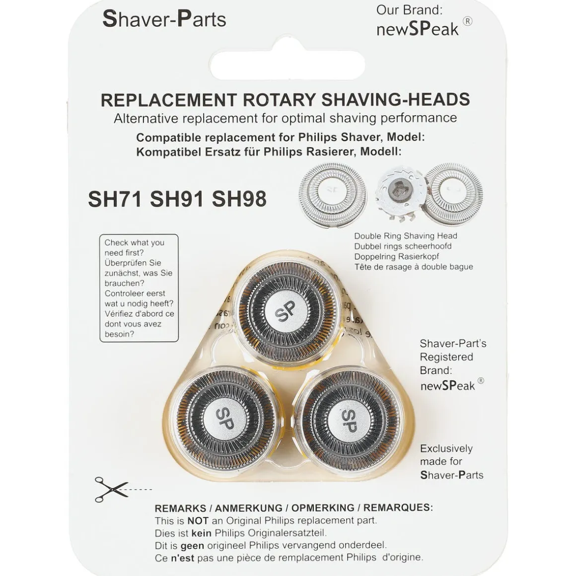Skärhuvud SH71/SH91/SH98 till Philips rakapparat, 3-pack