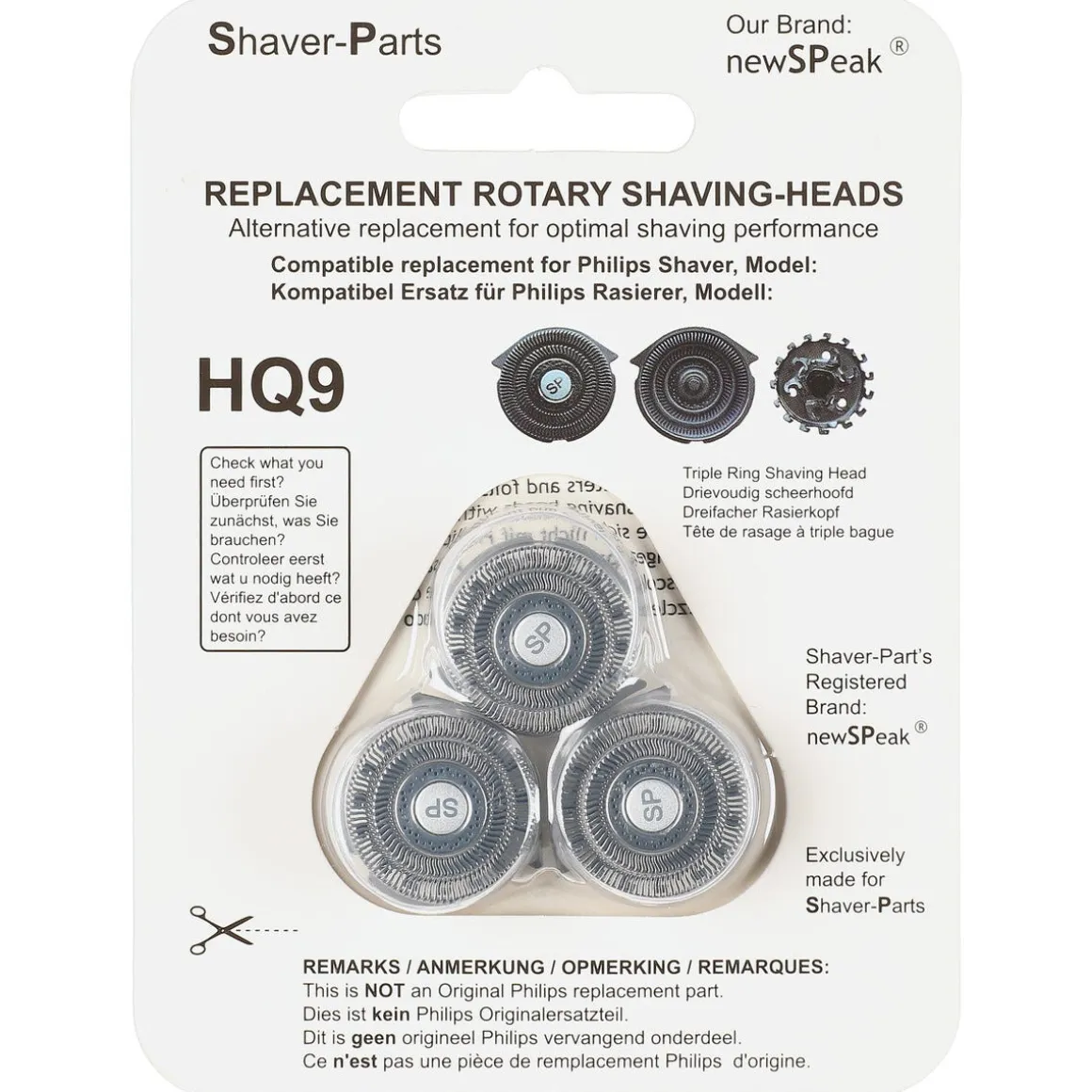 Skärhuvud HQ9 till Philips rakapparat, 3-pack