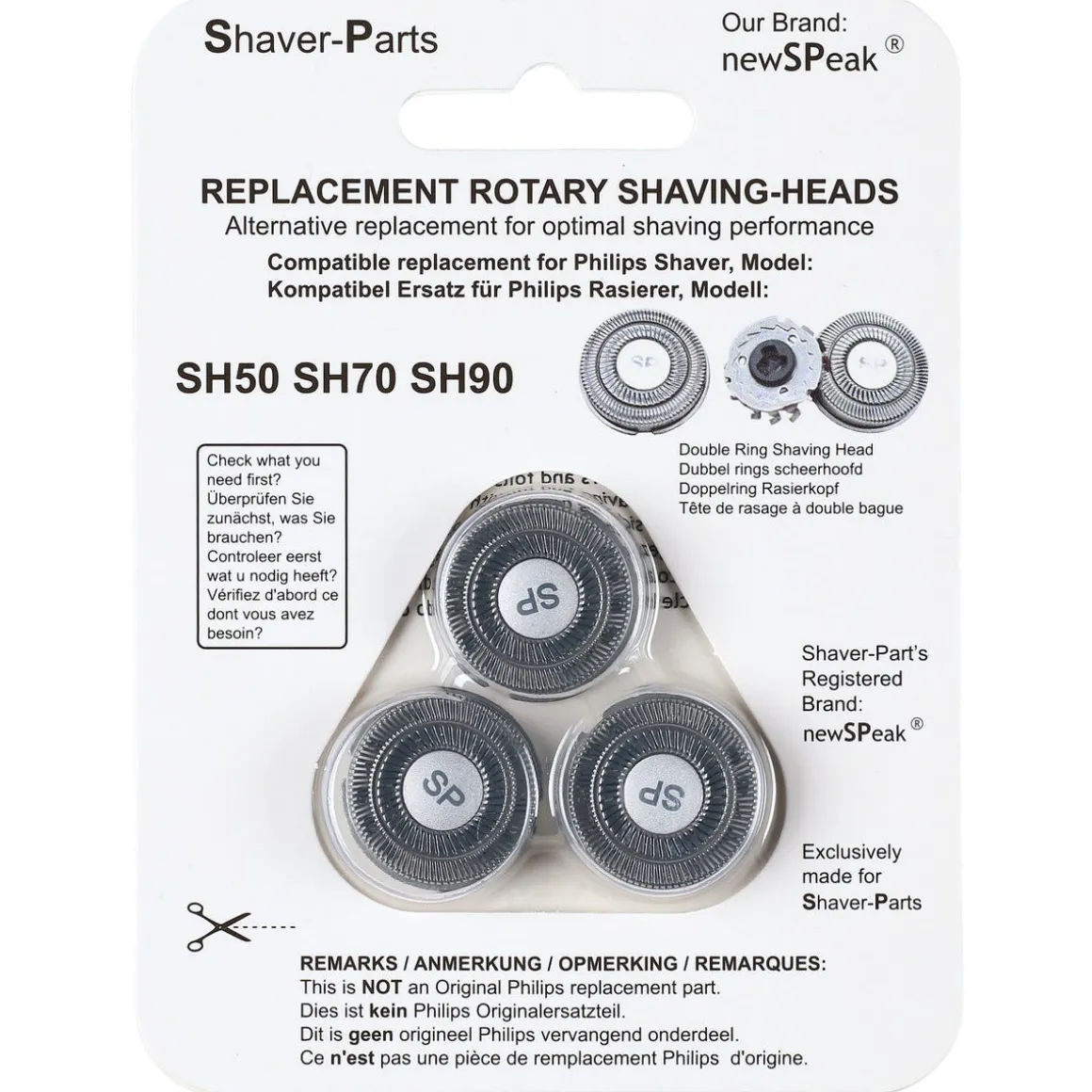 Skärhuvud SH50/70/90 till Philips rakapparat, 3-pack